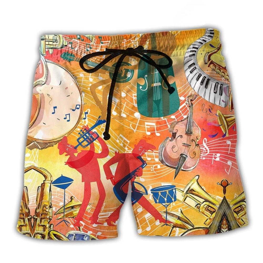 Jazz Music Beach Shorts For Tropical Holidays And Vacation Ready Style