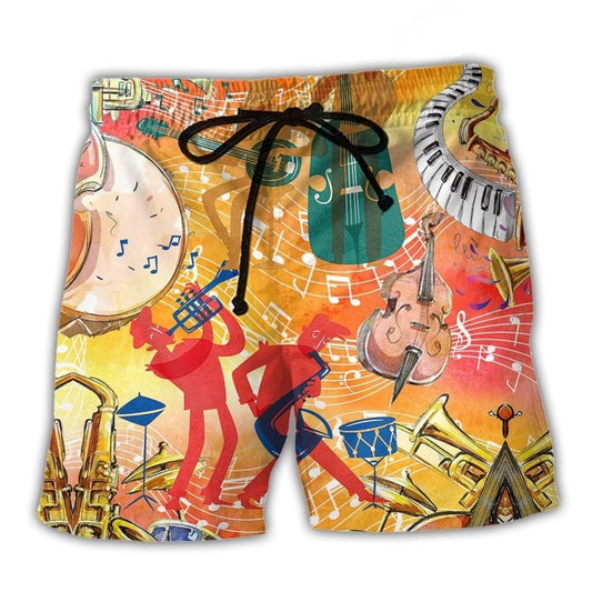 Jazz Music Beach Shorts For Tropical Holidays And Vacation Ready Style