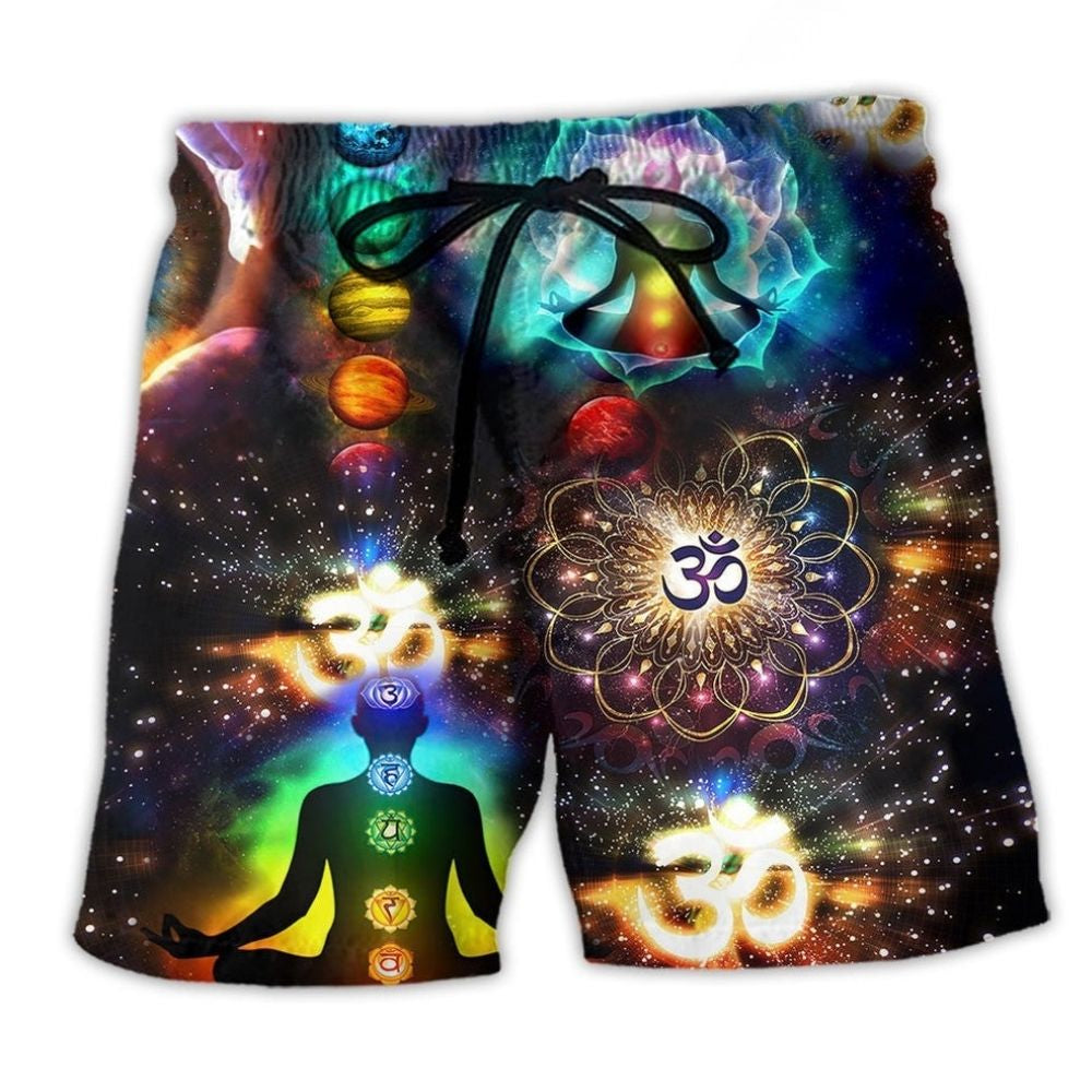 Yoga Om Colorful Meditation Beach Shorts For Summer Vacations And Relaxed Holiday Style