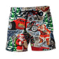 Hot Rod Christmas Beach Shorts Pattern View For Relaxed Vacation Styling