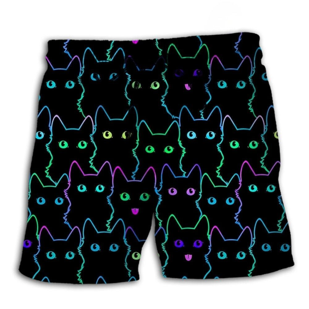 Cute Cat Minimal Fun Beach Shorts Design Detail For Weekend Getaways And Beach Days