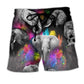 Elephant Colorful Black Contrast Beach Shorts Design View For Comfortable Resort And Beach Styling