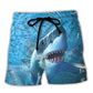 Shark Swimming Through Baitfish Beach Shorts Graphic Detail For Resort Trips And Casual Outings