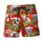 Pitbull Family Christmas Beach Shorts For Beach Days And Bright Summer Outfits