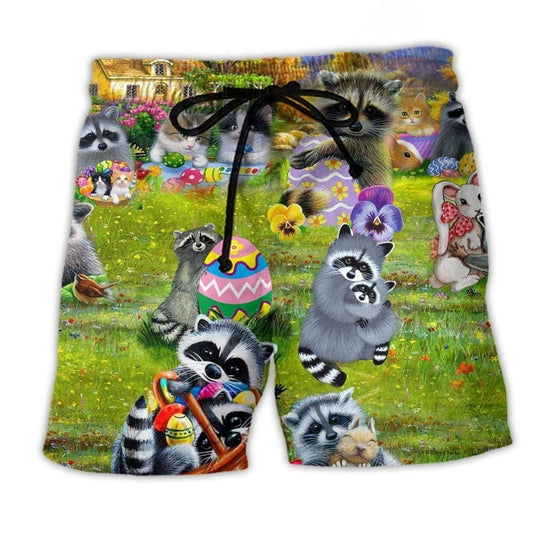 Raccoon Egg Beach Shorts For Seaside Travel And Bright Summer Outfits