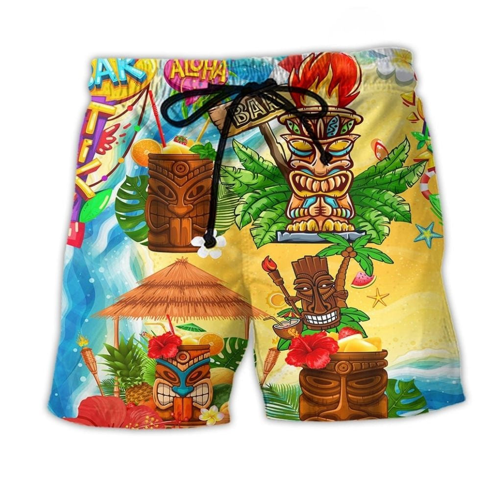 Tiki Bar Celebration Friends Beach Shorts For Beach Days And Relaxed Casual Style