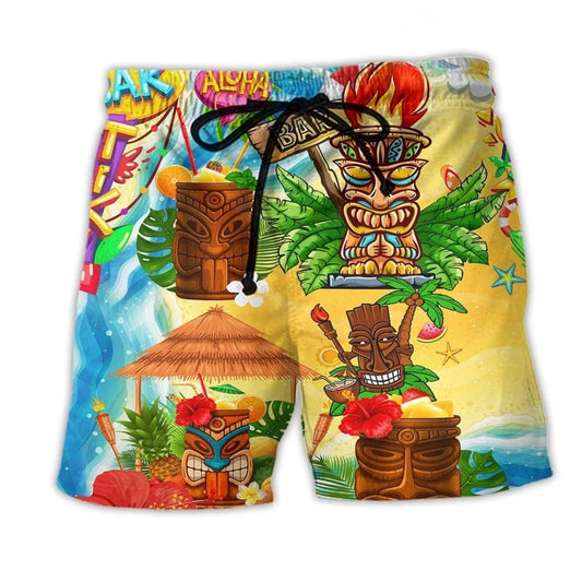 Tiki Bar Celebration Friends Beach Shorts For Beach Days And Relaxed Casual Style