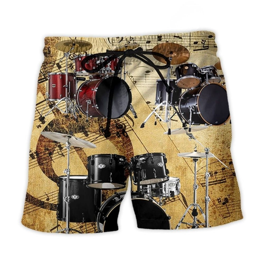 Vintage Drum Music Lover Classic Beach Shorts For Coastal Adventures And Relaxed Summer Wear