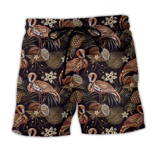 Vintage Flamingo Pineapple Beach Shorts For Outdoor Adventures And Warm Weather Wardrobe