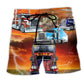 Truck Driver Blessed Beach Shorts Pattern View For Weekend Trips And Outdoor Activities