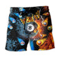 Billiard Fire Hobby Passion Beach Shorts Artwork Detail For Casual Warm Weather Outfits