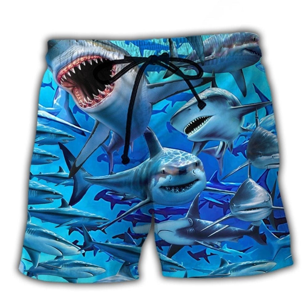 Shark Ocean Adventure Beach Shorts Design View For Poolside Relaxation And Holiday Trips