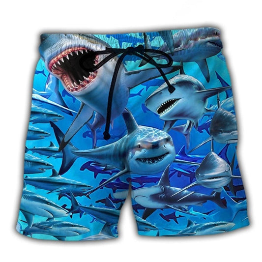 Shark Ocean Adventure Beach Shorts Design View For Poolside Relaxation And Holiday Trips