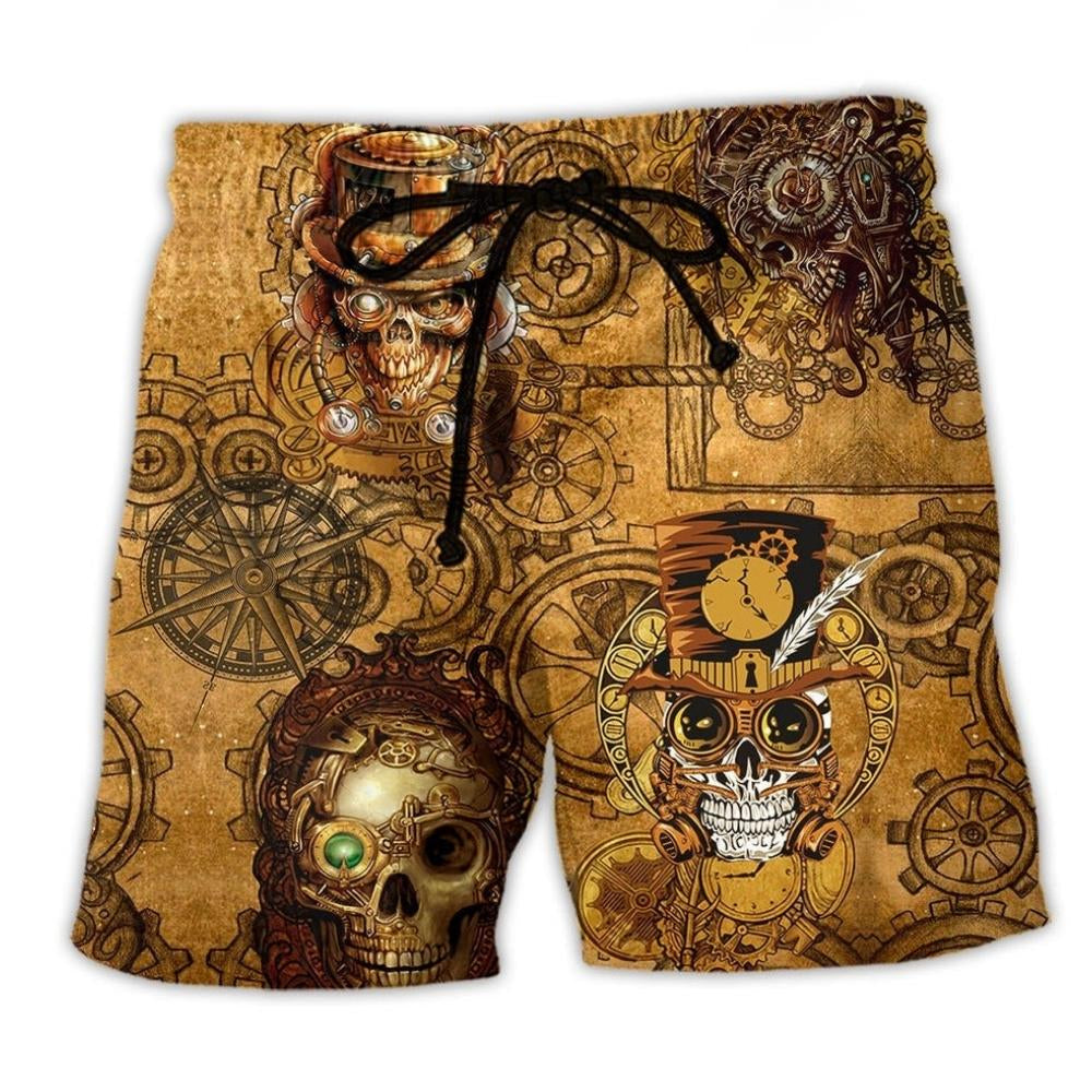 Skull Pirate Retro Beach Shorts For Poolside Relaxation And Summer Adventures