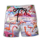 Tropical Flamingo Paradise Cool Beach Shorts Pattern View For Resort Days And Outdoor Activities