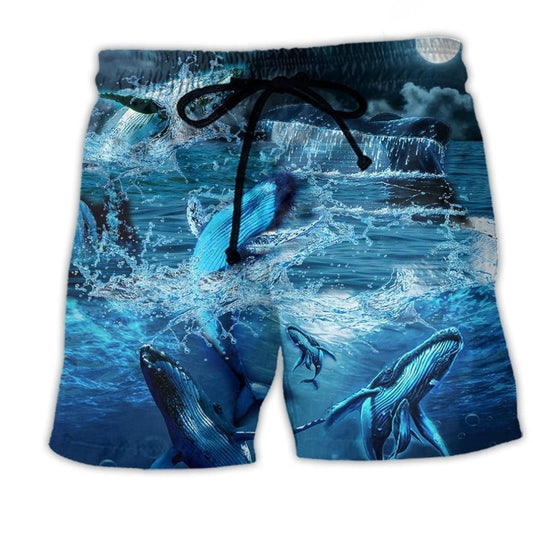 Whale Ocean Blue Beach Shorts For Poolside Relaxation And Summer Adventures