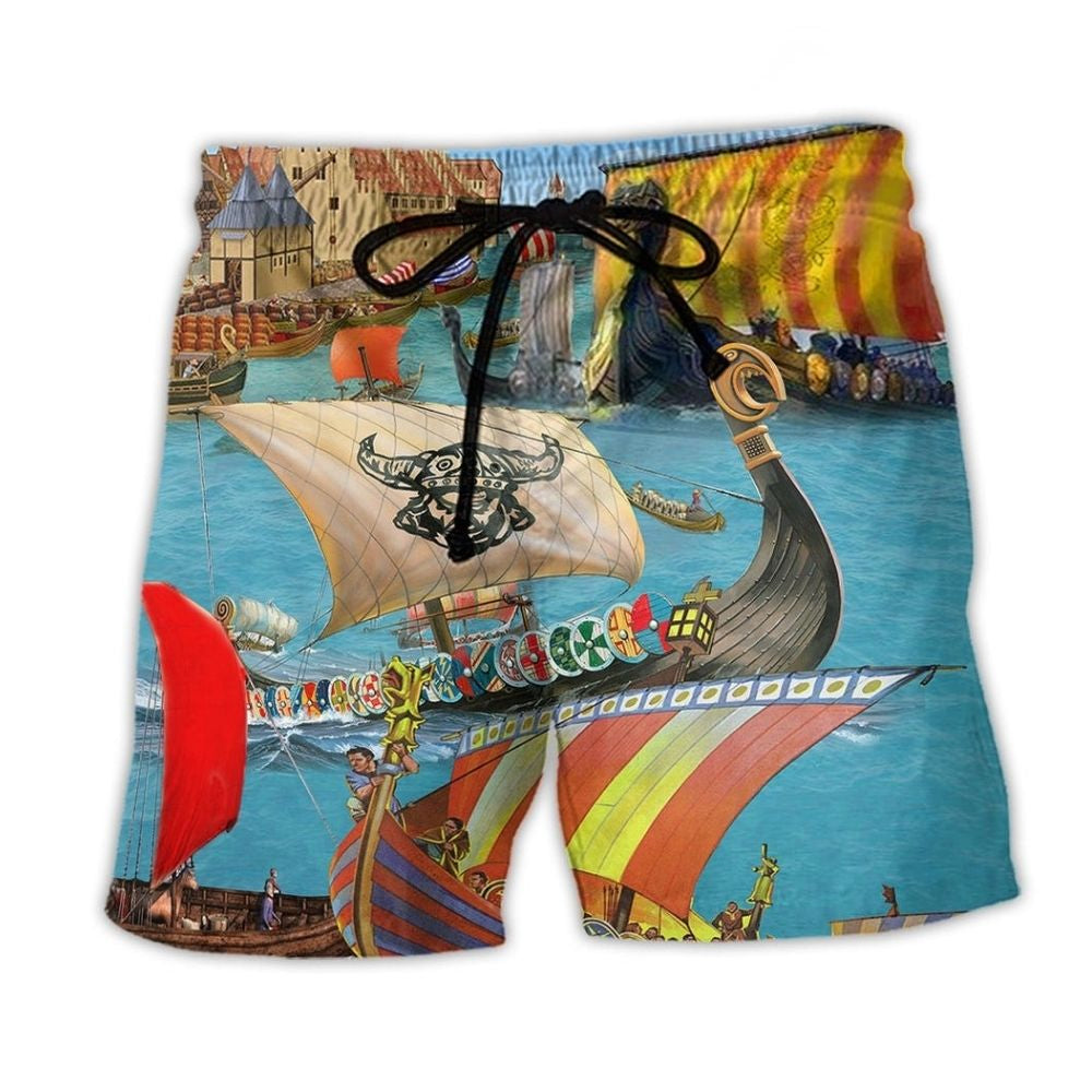 Viking Sail War Spirit Beach Shorts For Poolside Relaxation And Summer Adventures