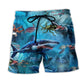 Shark Blue Assassin Beach Shorts For Holiday Cruises And Warm Weather Wardrobe