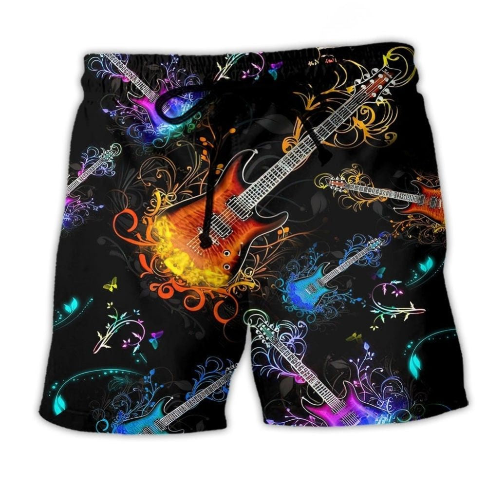 Guitar Journey Music Path Beach Shorts For Resort Getaways And Lightweight Summer Style