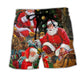 Christmas Santa Holiday Gift Beach Shorts Pattern View For Vacation Travel And Outdoor Fun