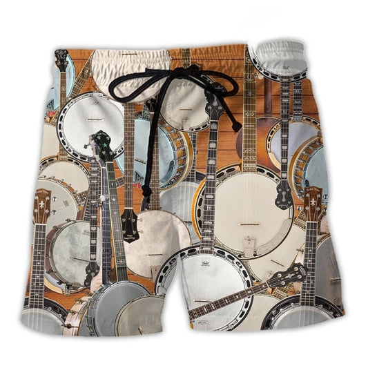Banjo Simple Music Beach Shorts For Vacation Travel And Easygoing Coastal Style