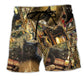 Black Cat Magic Retro Beach Shorts Pattern Detail For Sunny Outdoor Activities