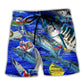 Fishing Ocean Blue Christmas Night Beach Shorts Artwork Detail For Tropical Travel And Everyday Wear