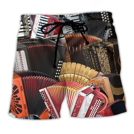 Accordion Gentleman Music Humor Quote Beach Shorts Print Detail For Beach Activities And Vacation Wear