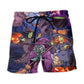 Funny Witch Pumpkin Magic Forest Beach Shorts Pattern View For Resort Days And Outdoor Activities