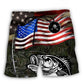 Fishing USA Flag Retro Beach Shorts For Summer Vacation And Coastal Travel