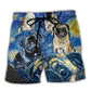 Cute Pug Dog Starry Night Beach Shorts For Warm Weather Travel And Everyday Comfort