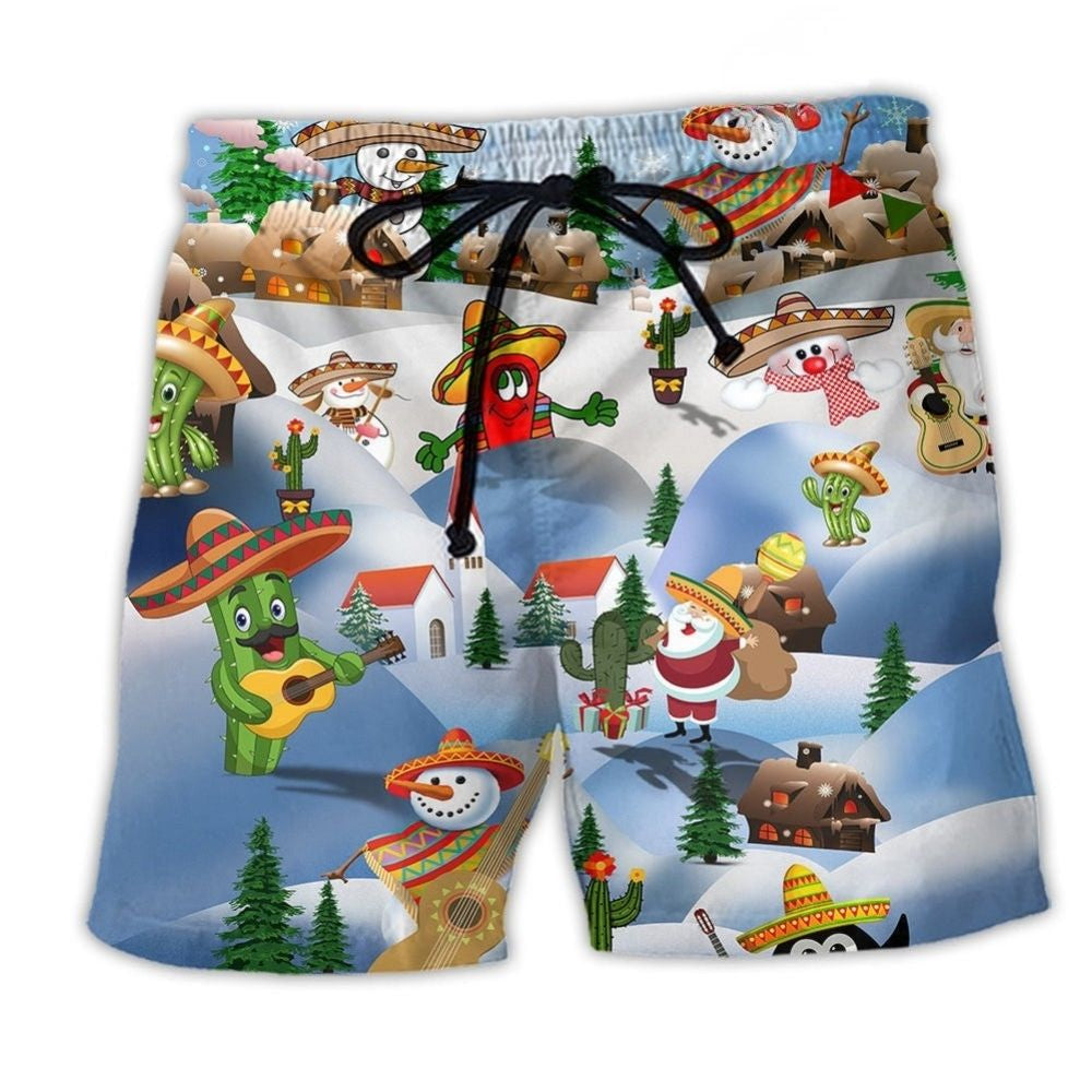 Mexican Christmas Greeting Beach Shorts For Warm Weather Outings And Travel Ready Comfort
