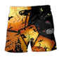 Halloween Black Cat Yellow Eyes Beach Shorts Artwork Detail For Coastal Festival Trips
