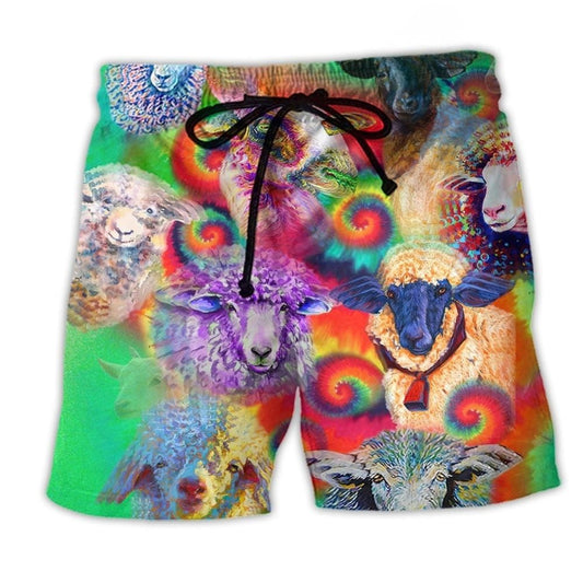 Colorful Sheep Animal Beach Shorts For Relaxed Shoreline Days And Flexible Everyday Wear