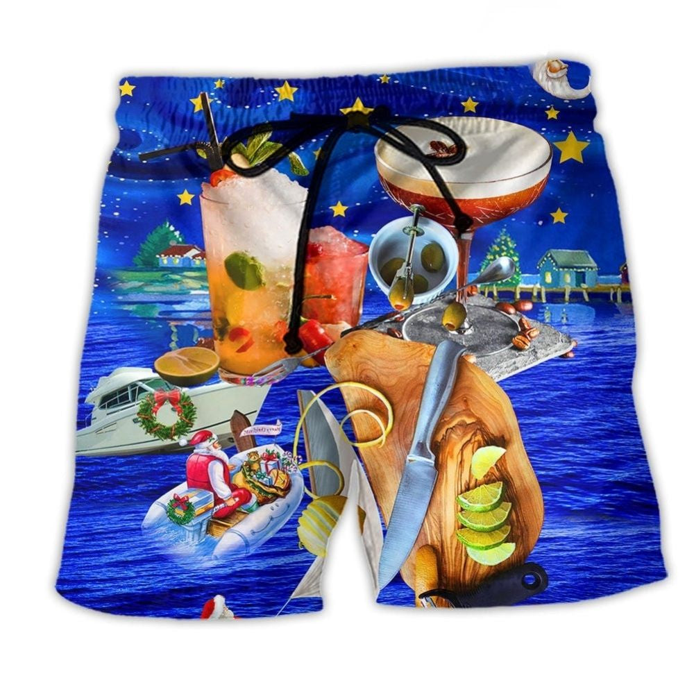 Cocktail Christmas Night Beach Shorts For Poolside Relaxation And Warm Weather Wardrobe