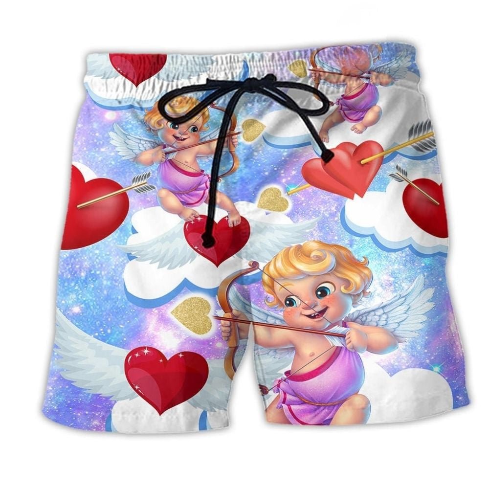 Valentine Cupid Color Beach Shorts For Resort Getaways And Relaxed Casual Style