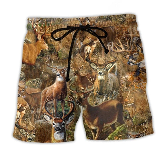 Dry Forest Deer Beach Shorts For Holiday Cruises And Comfortable Daily Wear