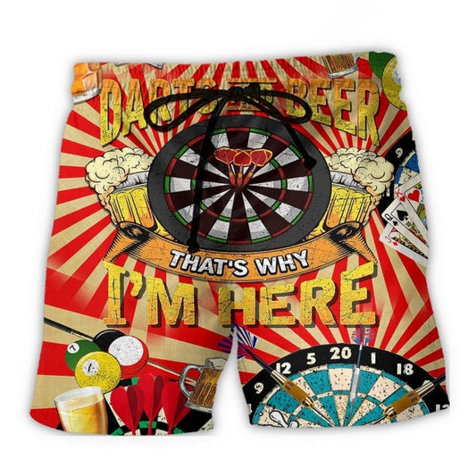 Vintage Darts Beer Humor Beach Shorts Design View For Comfortable Resort And Beach Styling