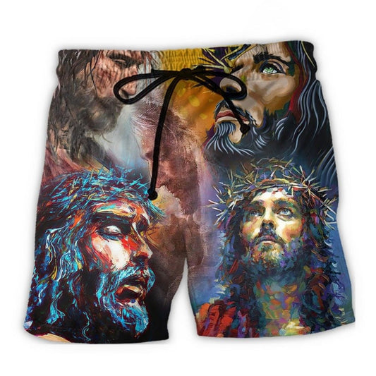 Faith Quote Jesus Is My Savior Inspirational Beach Shorts Print Detail For Beach Activities And Vacation Wear