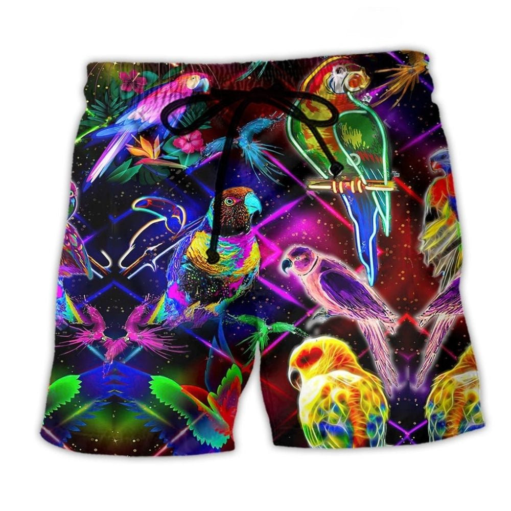 Parrot Colorful Nature Beach Shorts For Resort Getaways And Travel Ready Comfort