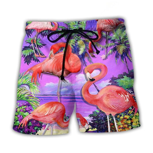 Sweet Flamingo Paradise Tropical Beach Shorts For Coastal Adventures And Relaxed Summer Wear
