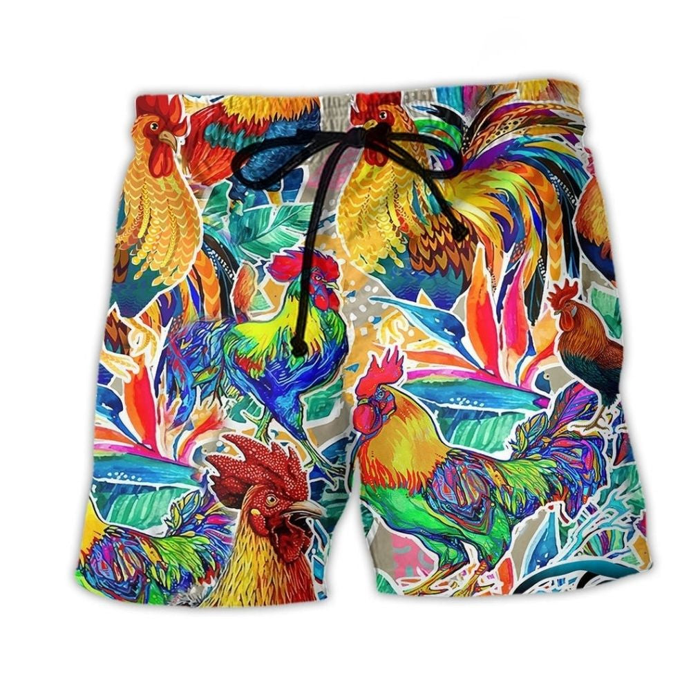Chicken Farm Strong Beach Shorts Pattern View For Nature Adventures And Beach Days