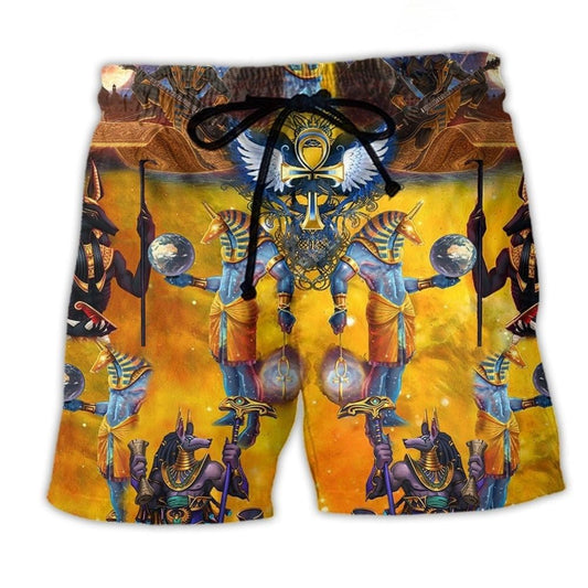 Egyptian Gold Inspired Ancient Beach Shorts For Beach Trips And Relaxed Vacation Styling