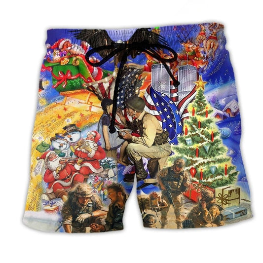 Veteran Merry Christmas America Beach Shorts For Resort Getaways And Relaxed Casual Style