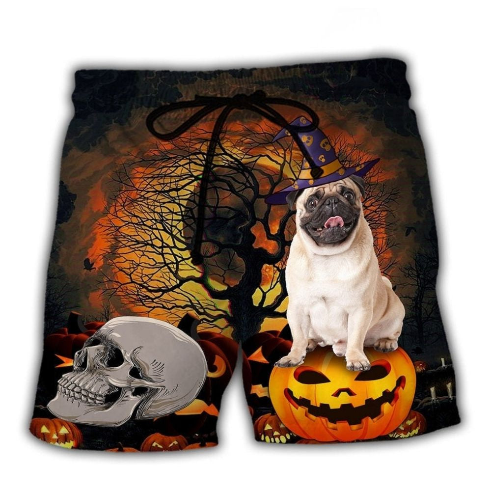 Pug Halloween Cute Dog Beach Shorts For Tropical Holidays And Casual Outdoor Comfort