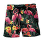 Flamingo Couple Floral Beach Shorts Print Detail For Thoughtful Gift Giving