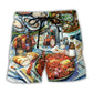 Seafood And Drinks Creative Food Beach Shorts For Tropical Getaways And Weekend Adventures