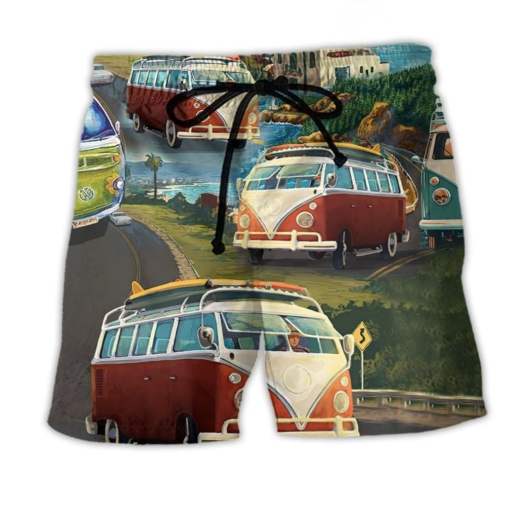Car Adventure Trip Journey Beach Shorts For Casual Day Trips And Leisure And Relaxation