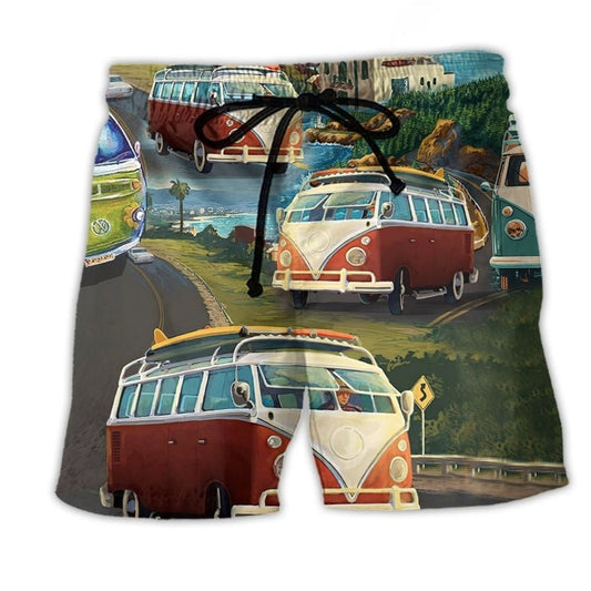 Car Adventure Trip Journey Beach Shorts For Casual Day Trips And Leisure And Relaxation