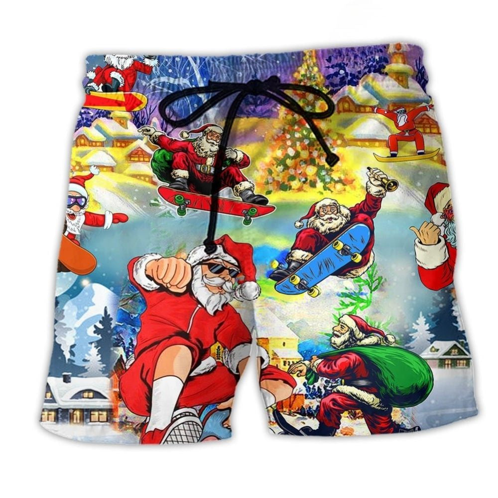 Christmas Skateboard Beach Shorts For Seaside Travel And Memorable Gift Ideas